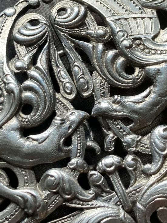 Antique Victorian Solid Sterling Silver Seraphic Belt Buckle main image 13
